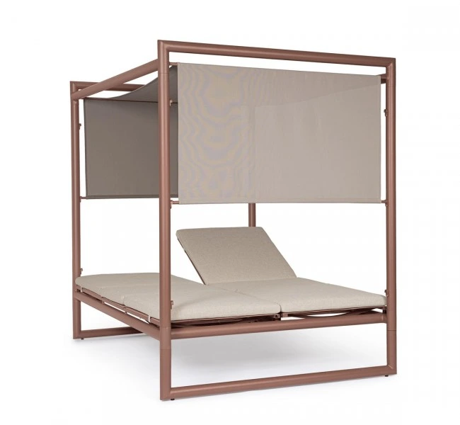 BIZZOTTO Dvoumístné zahradní lehátko KONNOR hnědé