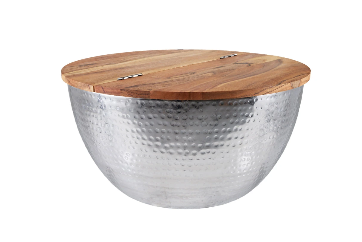 Invicta Konferenční stolek ORIENT 60cm stříbrný s úložným prostorem