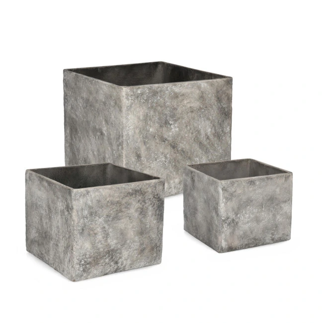 BIZZOTTO Set 3 vysokých květináčů MEILI šedý