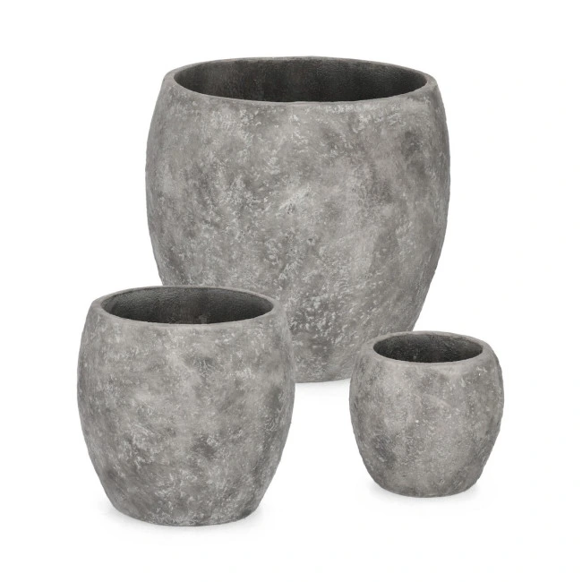 BIZZOTTO Set 3 kulatých květináčů MEILI šedá