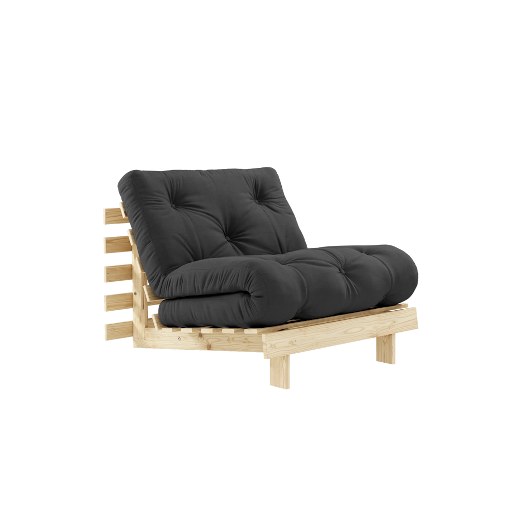 KARUP DESIGN Černé rozkládací křeslo ROOTS s konstrukcí ze světlého dřeva