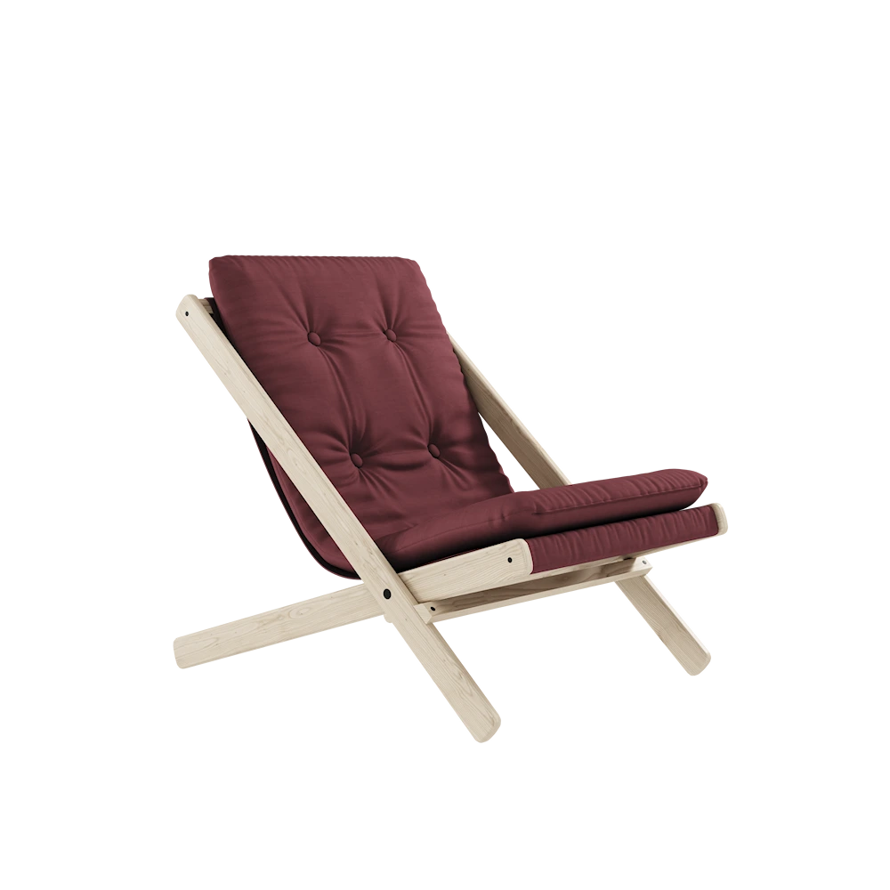 KARUP Skládací křeslo BOOGIE přírodní s bordó potahem
