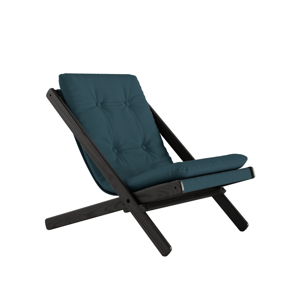 KARUP Skládací křeslo BOOGIE černě lakované s petrolejově modrým potahem