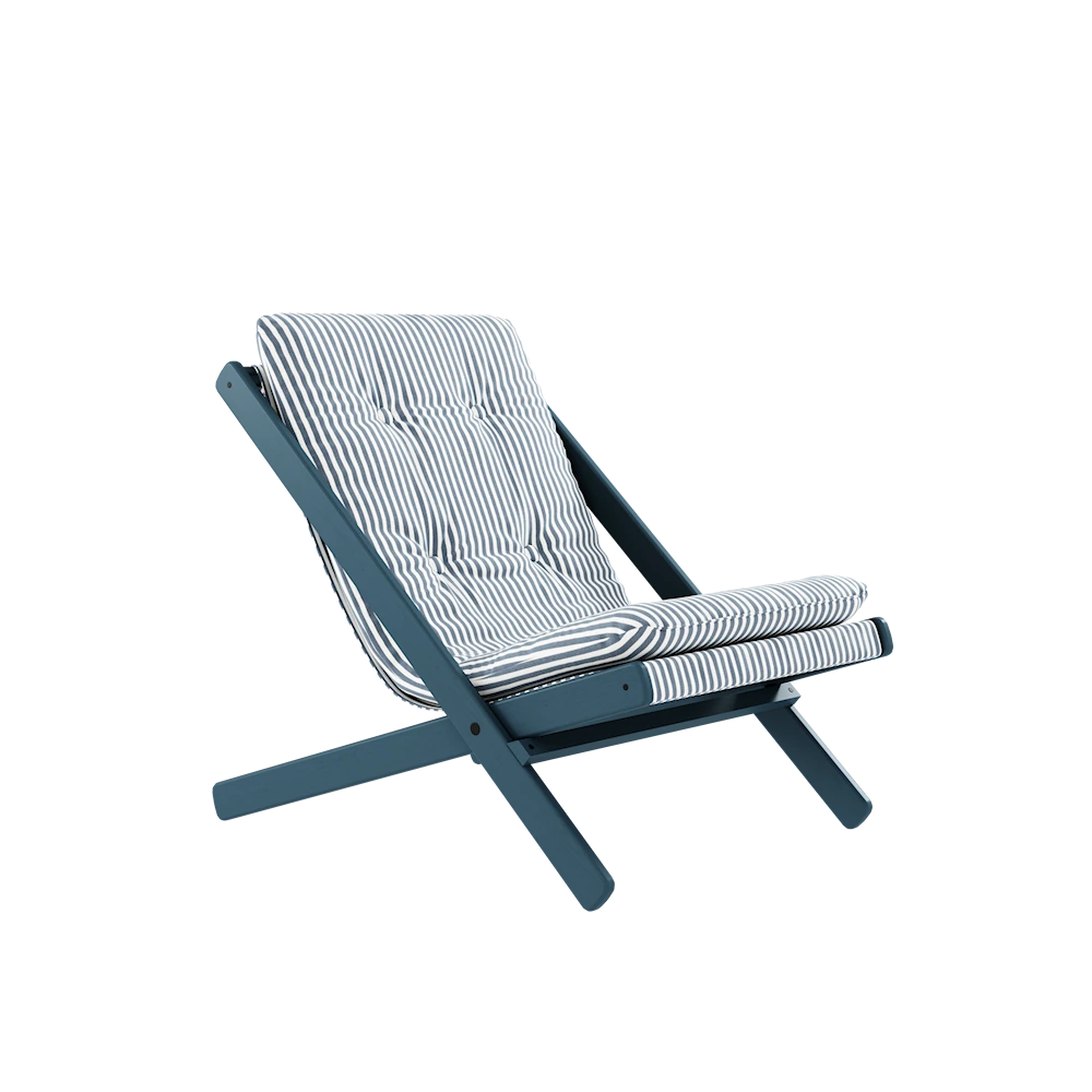 KARUP Skládací křeslo BOOGIE modře lakované s pruhovaným potahem