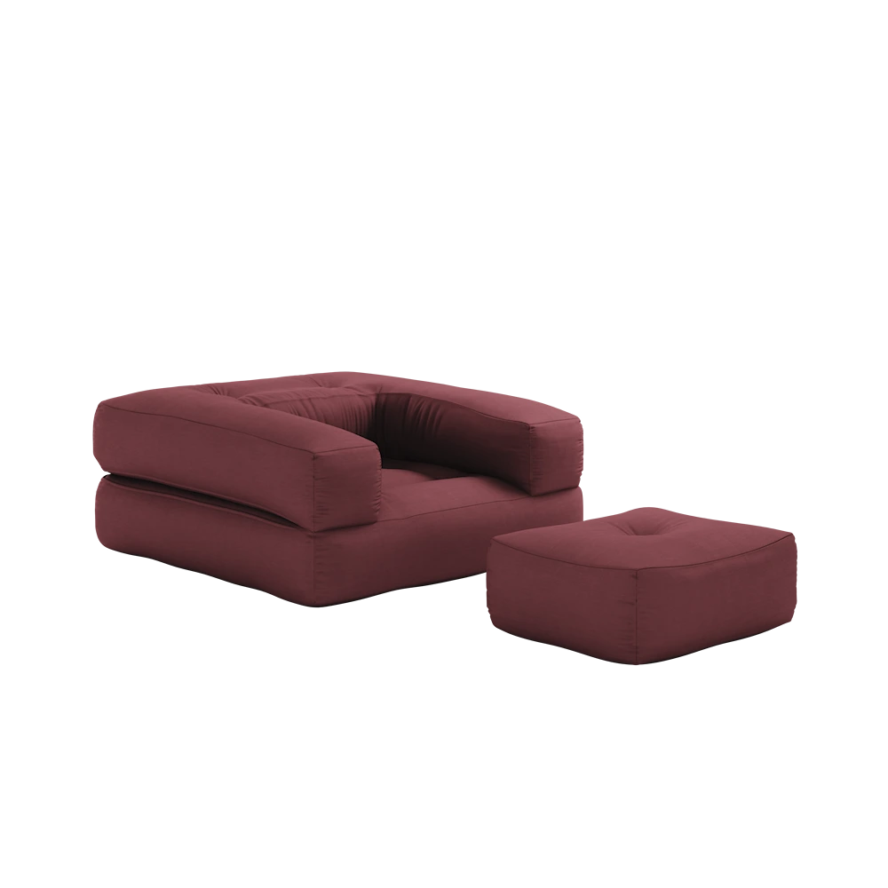 KARUP Rozkládací křeslo CUBE 3v1 vínové