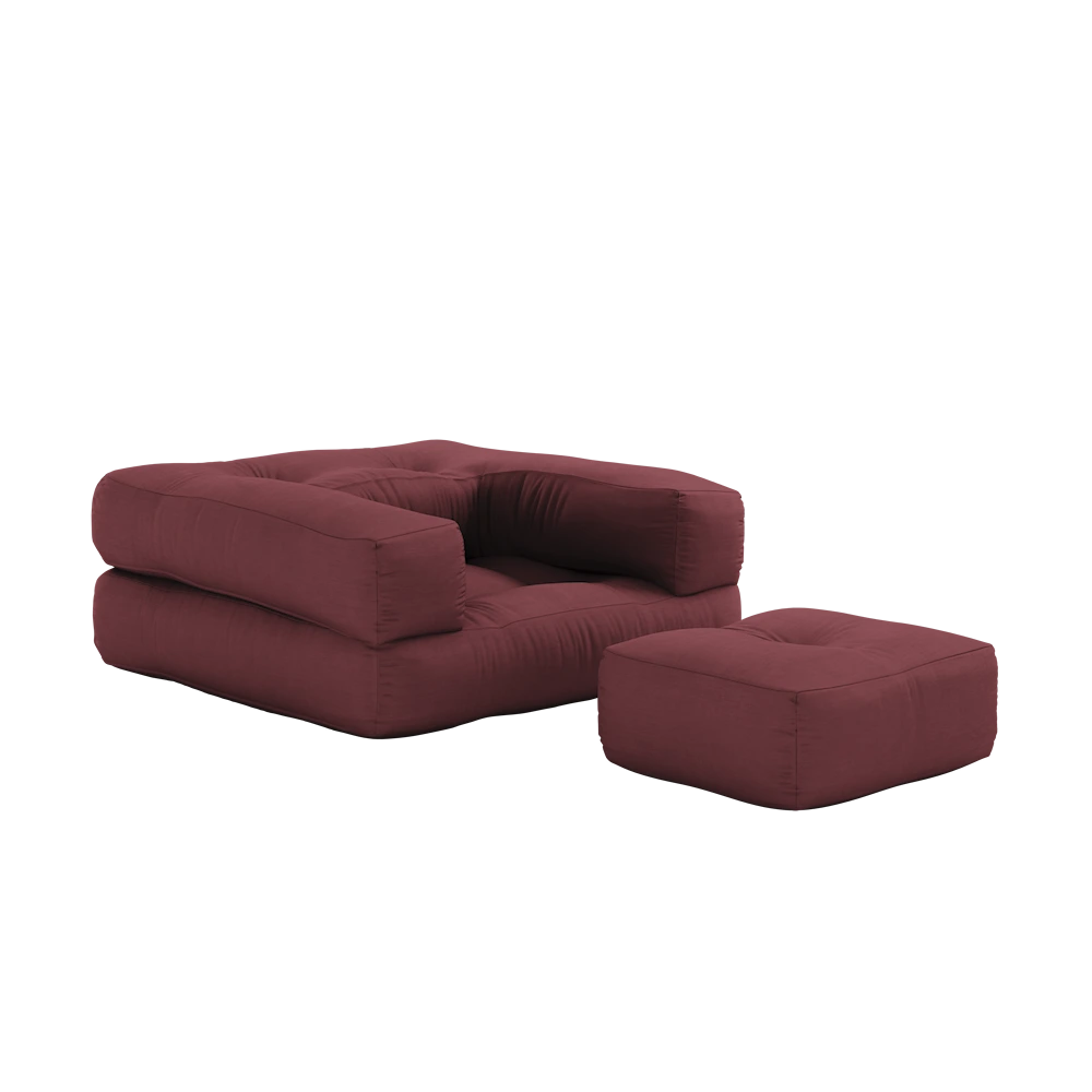 KARUP DESIGN Dětské rozkládací křeslo 3v1 MINI CUBE vínové