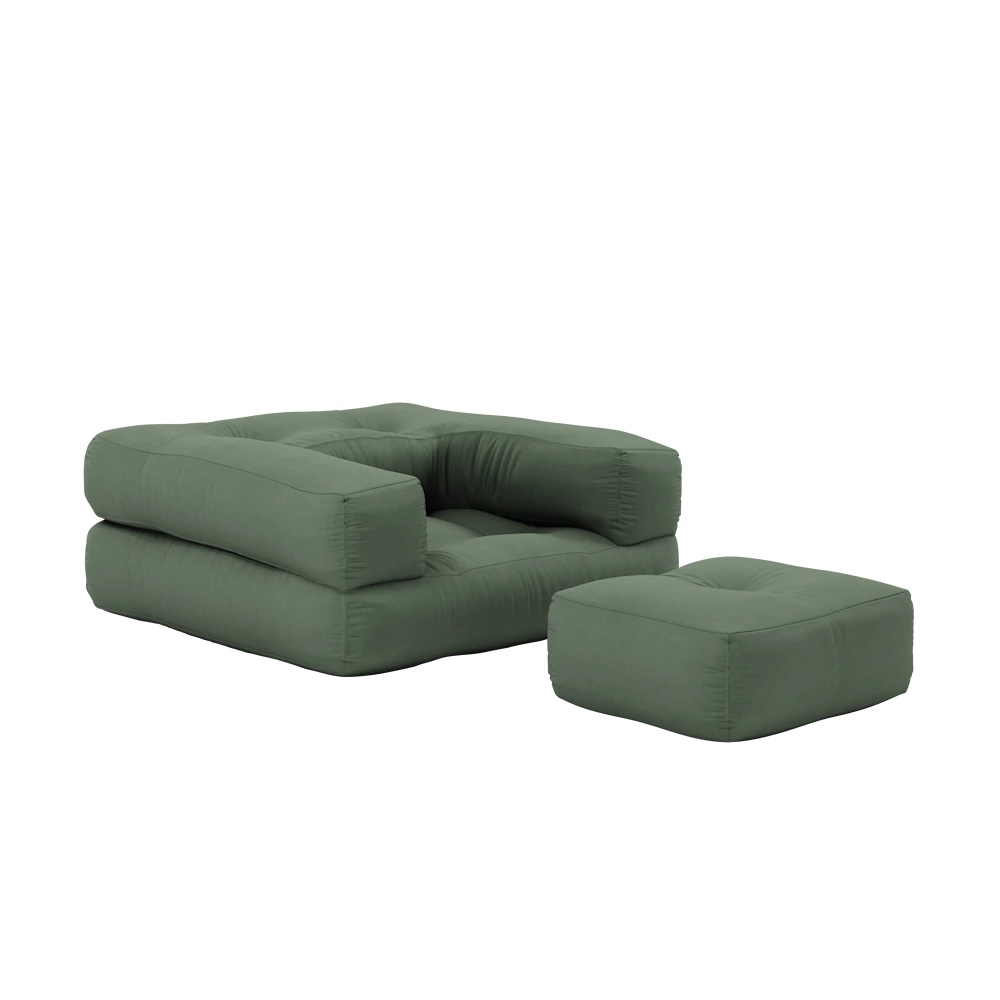 KARUP Dětské rozkládací křeslo 3v1 MINI CUBE olivové