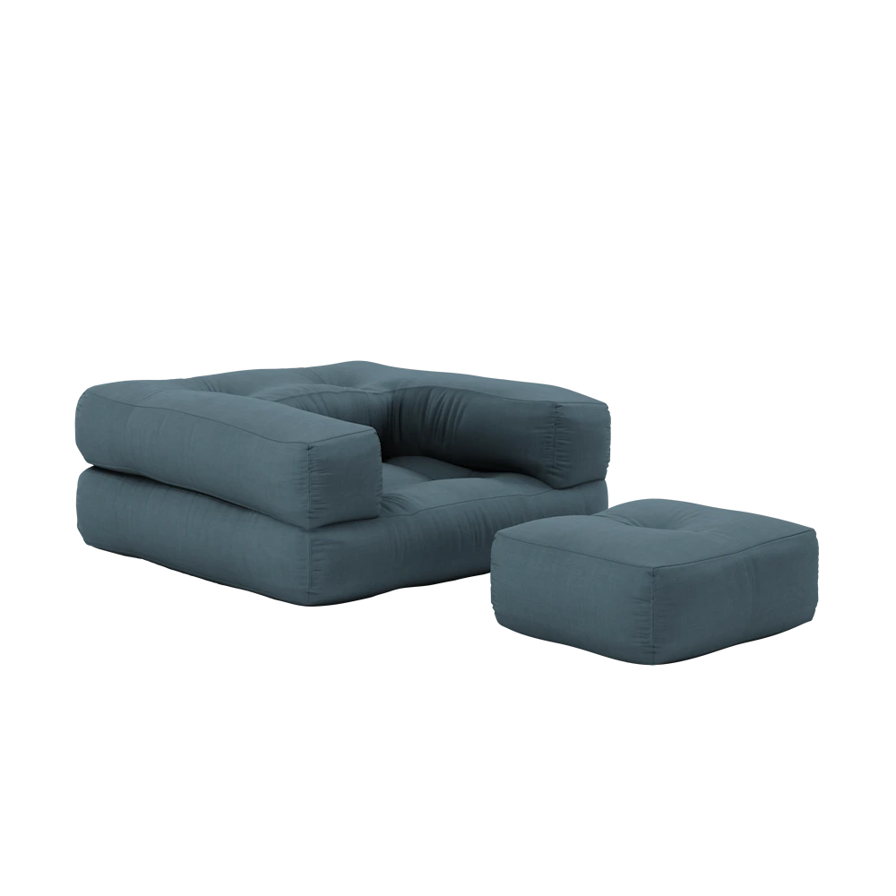 KARUP DESIGN Dětské rozkládací křeslo MINI CUBE petrolejová modrá