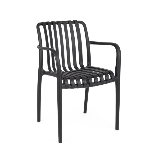 BIZZOTTO Zahradní plastová židle BILLIE černá s područkami