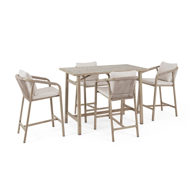 BIZZOTTO Zahradní barový set židlí a stolu KALIMERA světlý