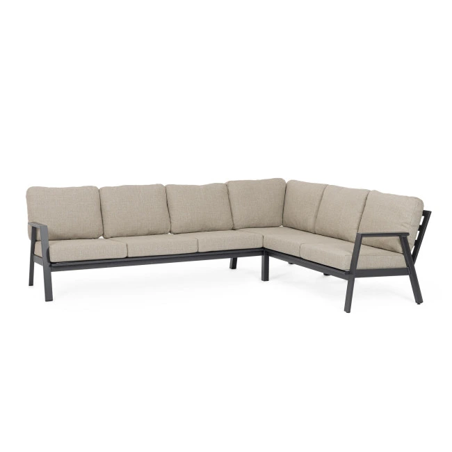 BIZZOTTO Zahradní rohová pohovka FLAMINIO černá 201cm