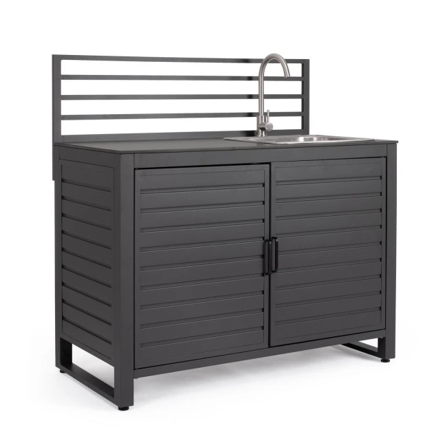 BIZZOTTO Modul zahradní kuchyňské linky s dřezem ANIA antracit 120x62 cm