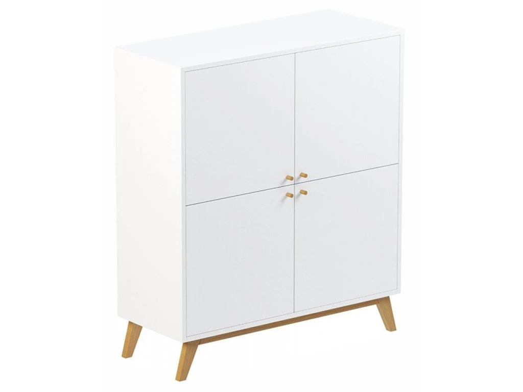 ARBYD Bílá příborníková skříňka Thia s dubovou podnoží 100 x 33 cm