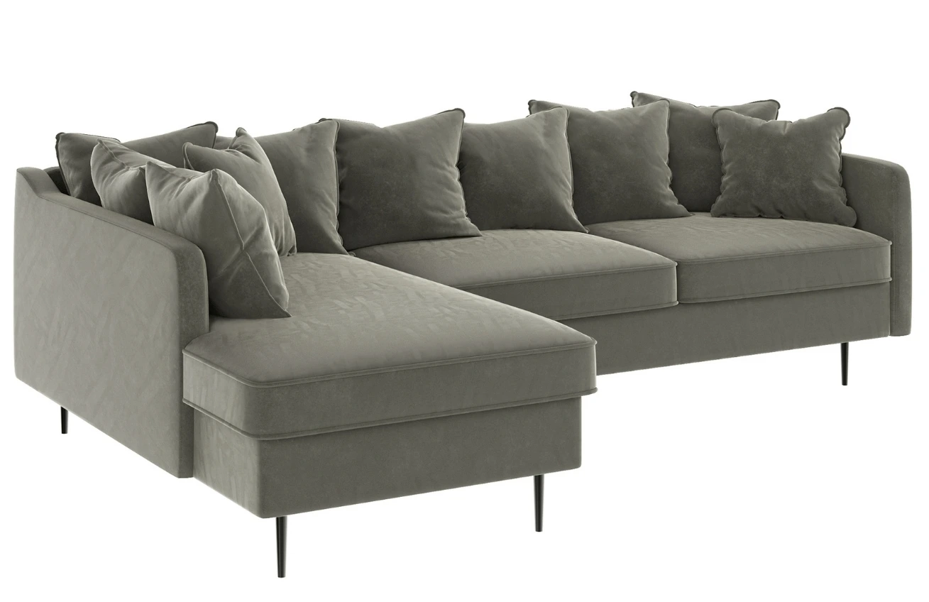 Ghado Sametová rohová pohovka Esme 255 cm