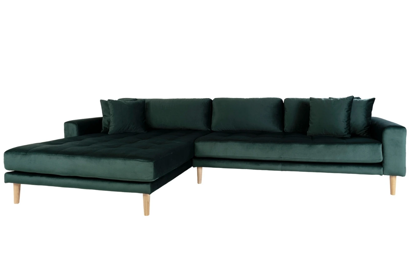 Nordic Living Sametová rohová pohovka Limo 290 cm