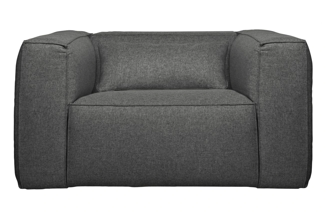 WOOOD Šedé látkové křeslo Bearny