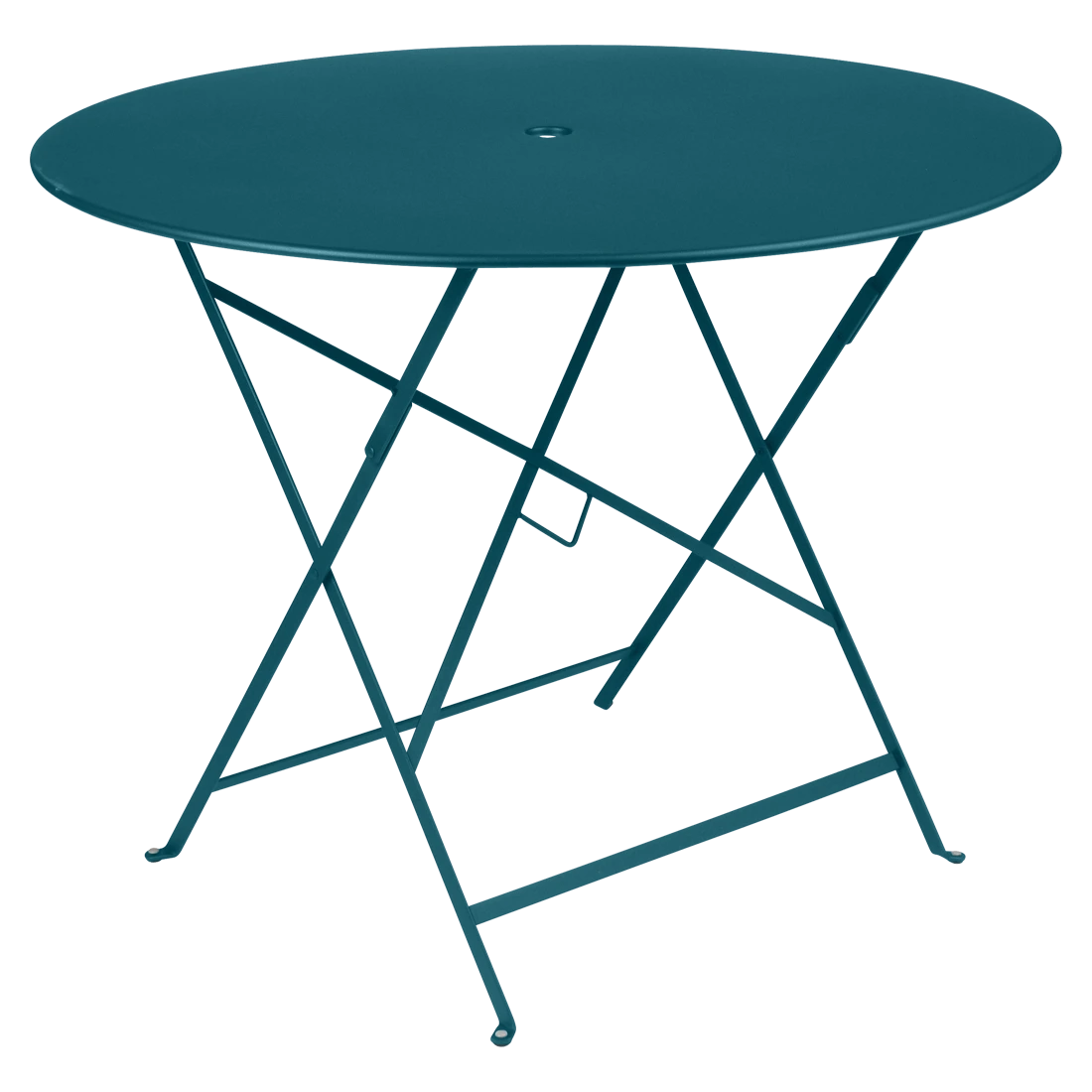 Modrý kovový skládací stůl Fermob Bistro Ø 96 cm