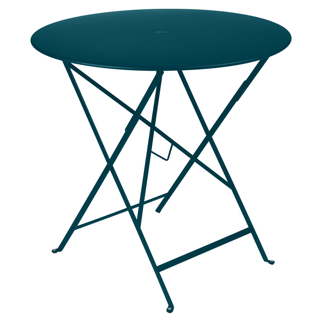 Modrý kovový skládací stůl Fermob Bistro Ø 77 cm