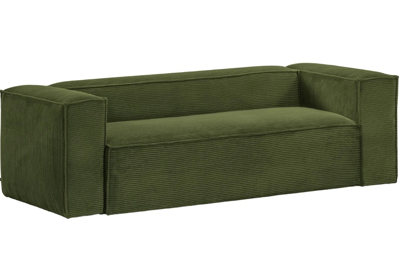 Kave Home Zelená manšestrová pohovka Blok 240 cm