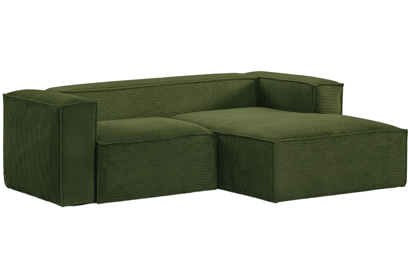 Kave Home Zelená manšestrová rohová pohovka Blok 240 cm