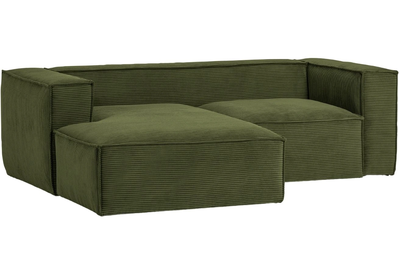 Kave Home Zelená manšestrová rohová pohovka Blok 240 cm