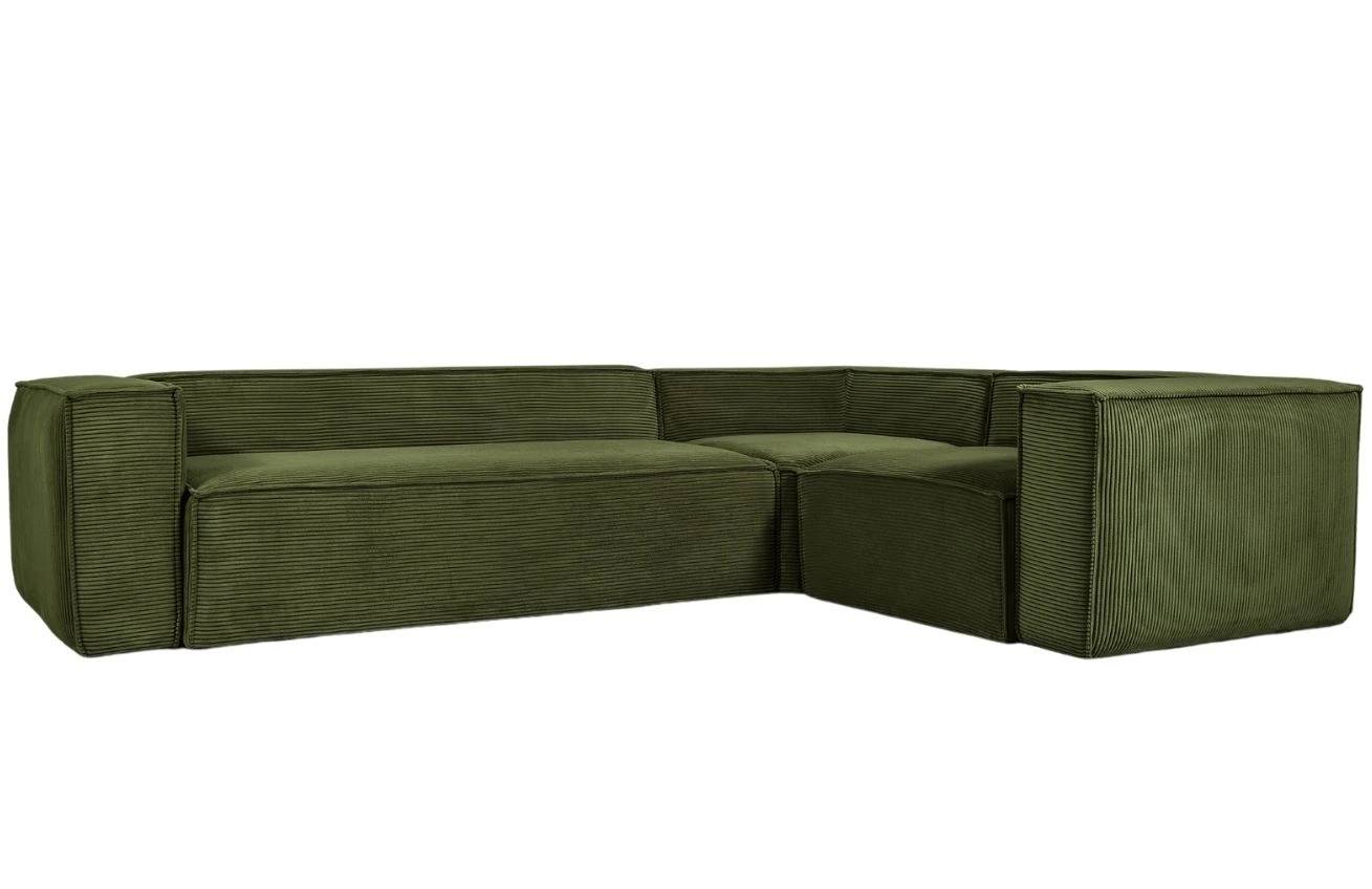 Kave Home Zelená manšestrová rohová pohovka Blok 320 cm