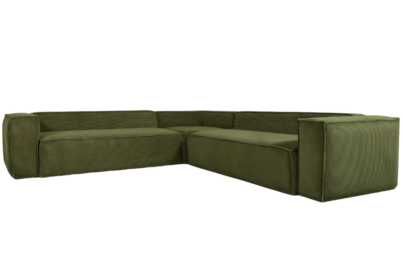 Kave Home Zelená manšestrová rohová pohovka Blok 320 cm