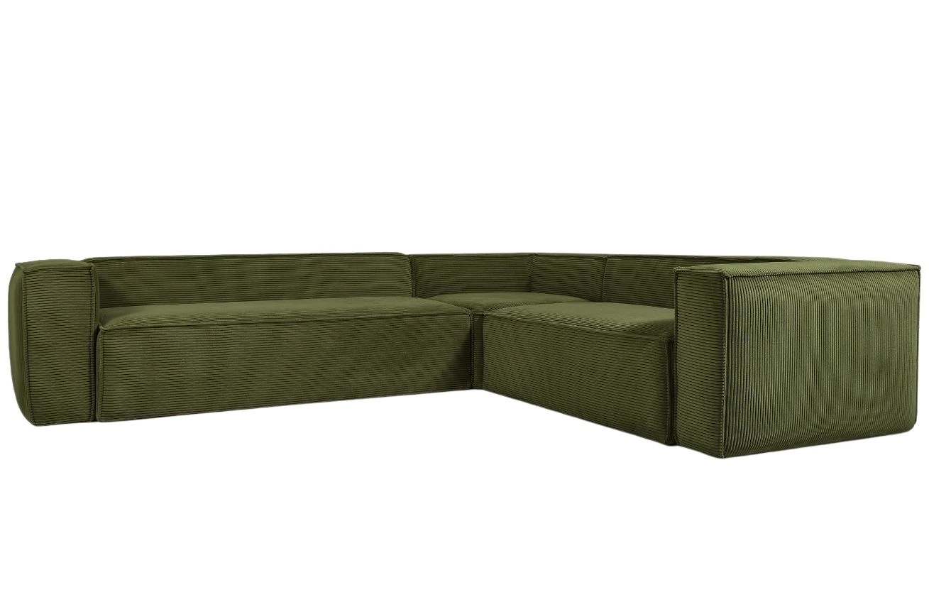 Kave Home Zelená manšestrová rohová pohovka Blok 320 cm