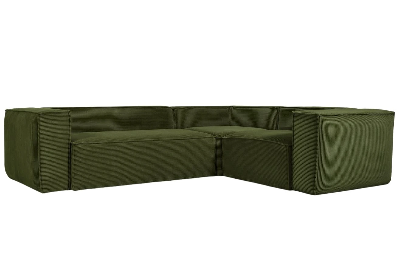 Kave Home Zelená manšestrová rohová pohovka Blok 290 cm