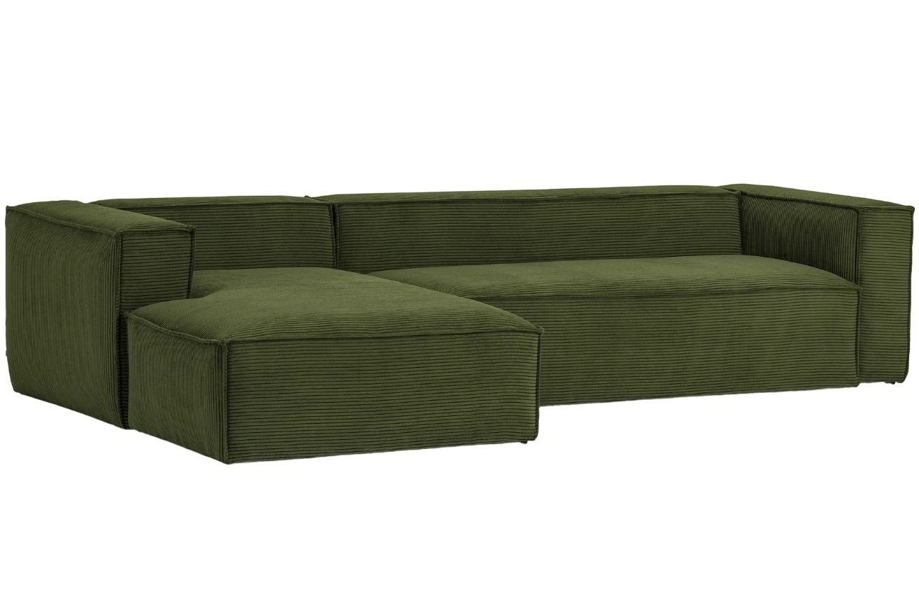 Kave Home Zelená manšestrová rohová pohovka Blok 300 cm