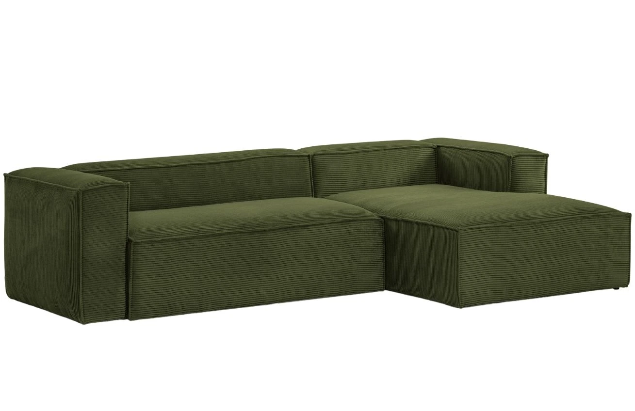 Kave Home Zelená manšestrová rohová pohovka Blok 300 cm
