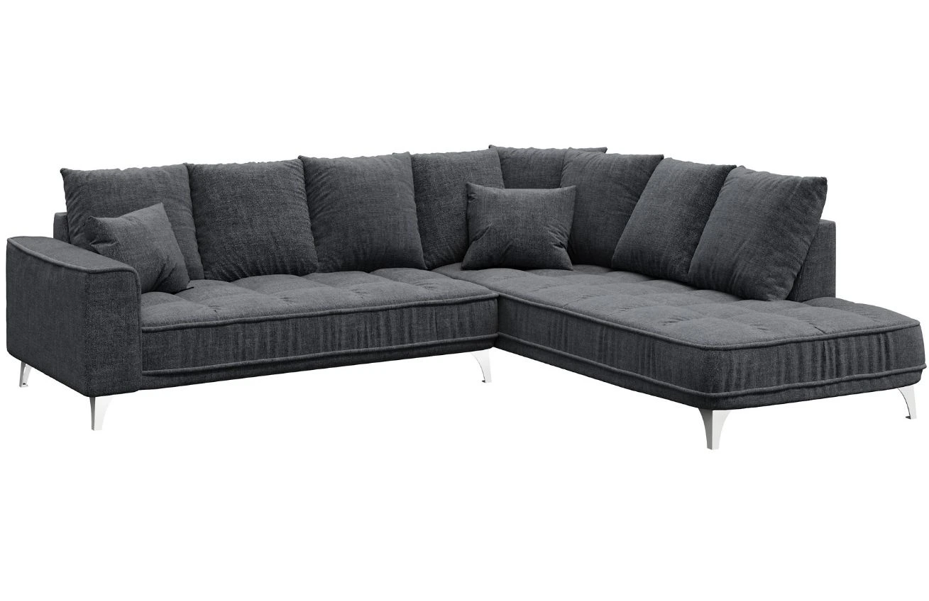 Tmavě šedá látková rohová pohovka DEVICHY Chloe 288 cm