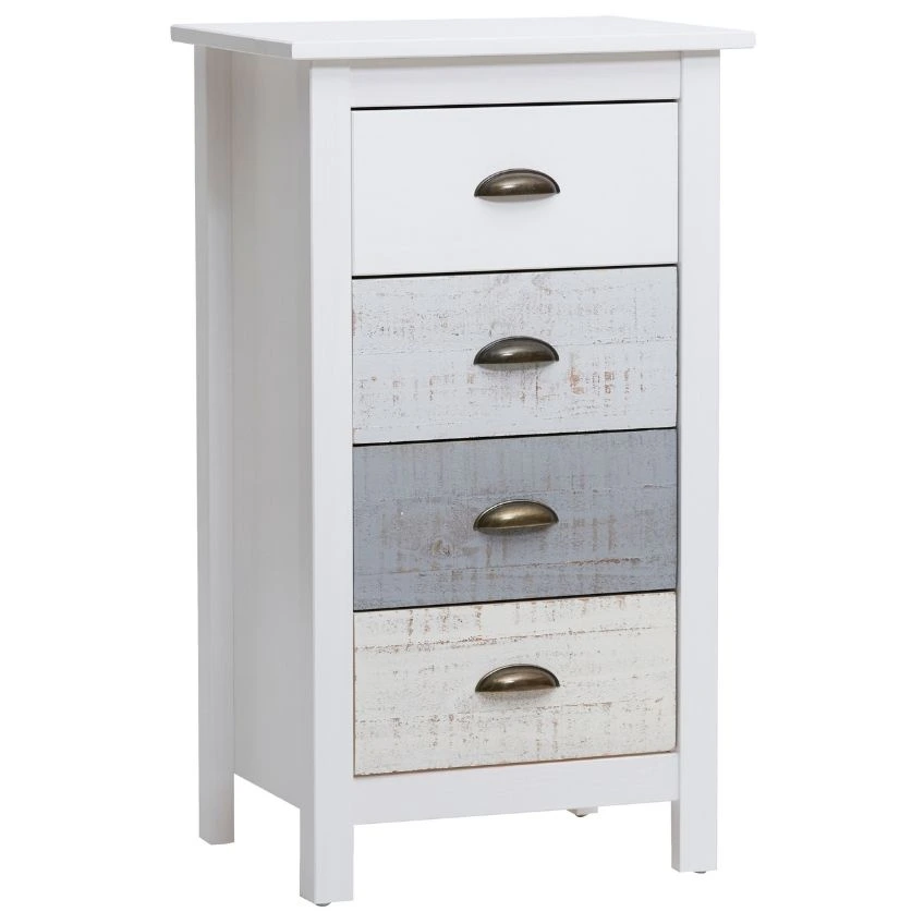 Bílo-šedá borovicová komoda Marckeric Romantica 46 x 35 cm