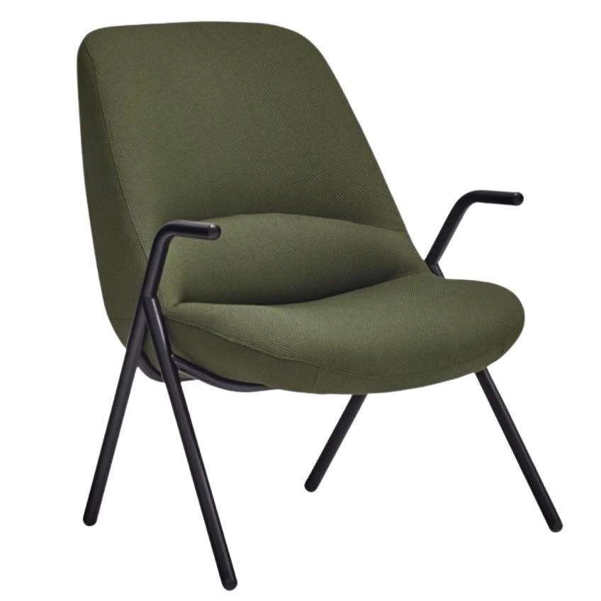 Teulat Nízké zelené křeslo Dins s kovovou podnoží