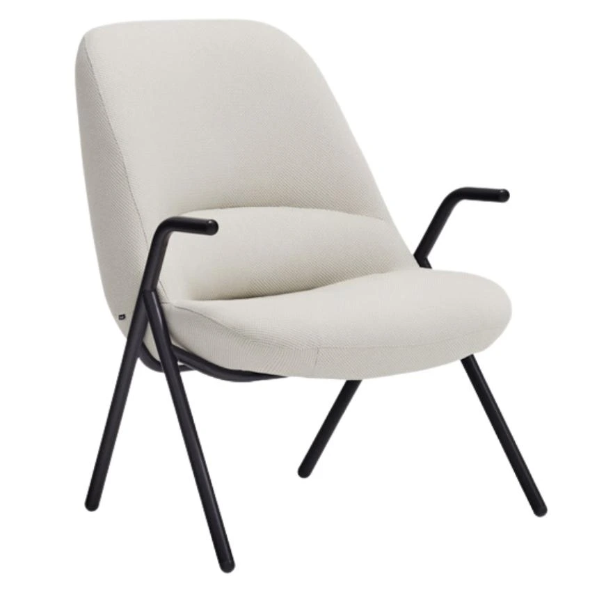 Teulat Nízké bílé křeslo Dins s kovovou podnoží