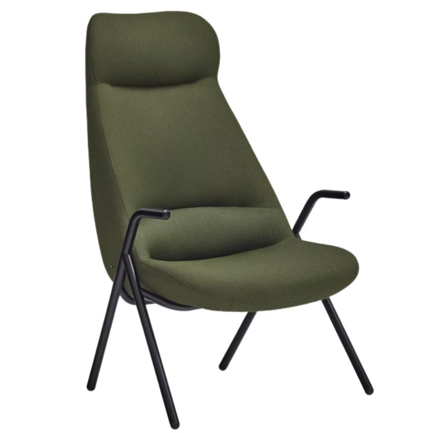 Teulat Vysoké zelené křeslo Dins s kovovou podnoží