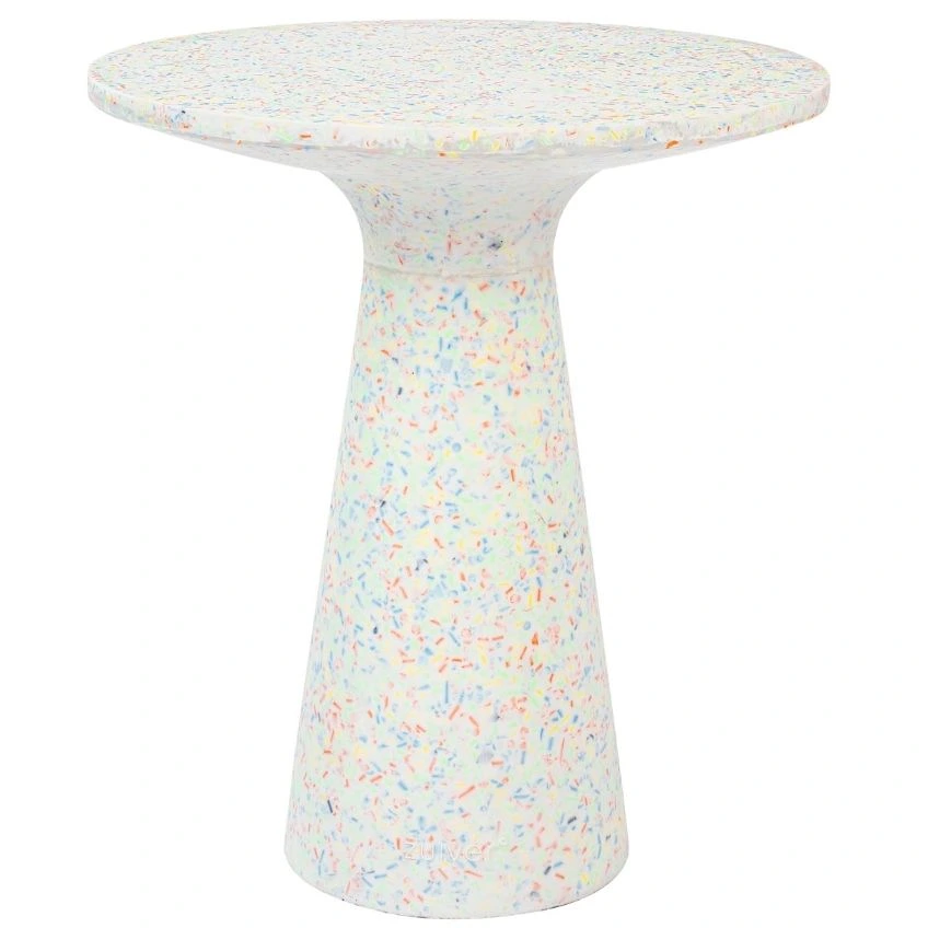 Bílý terazzo odkládací stolek ZUIVER VICTORIA 40 cm