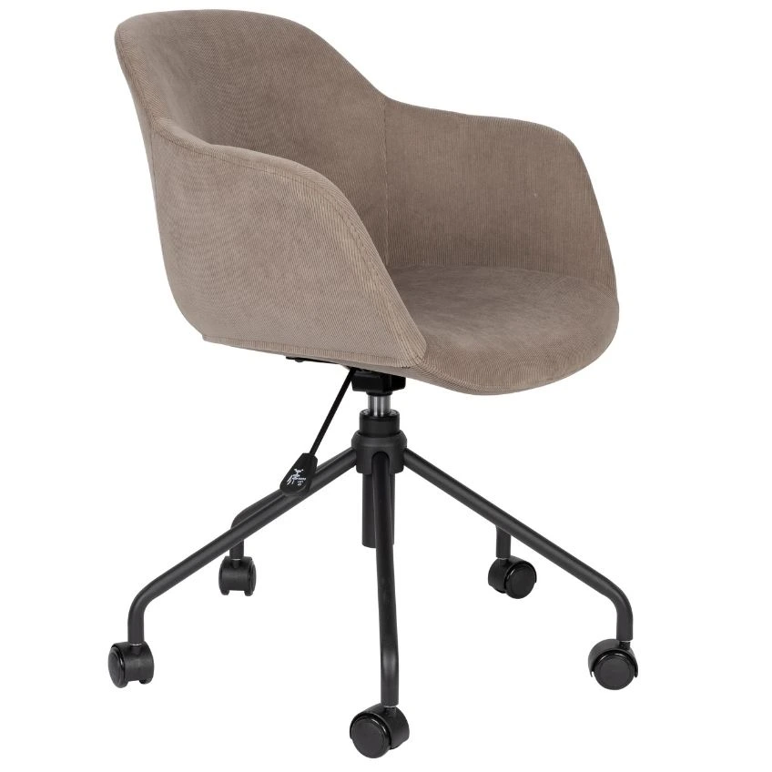 White Label Hnědo šedá manšestrová konferenční židle WLL JUNZO