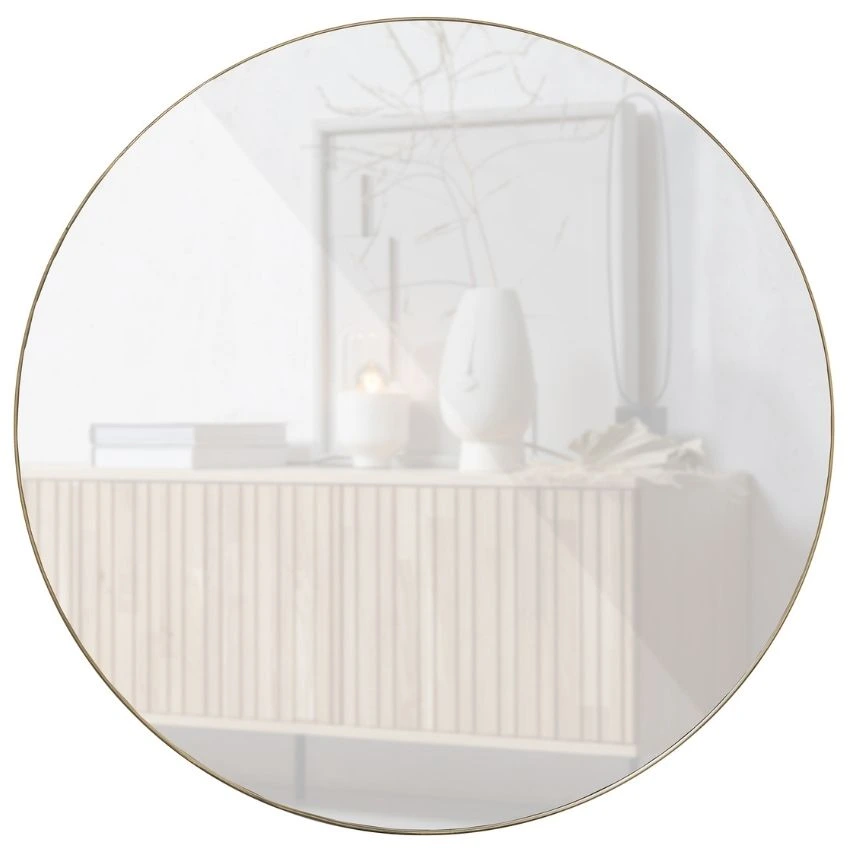 WOOOD Zlaté kovové závěsné zrcadlo Doutzana 115 cm