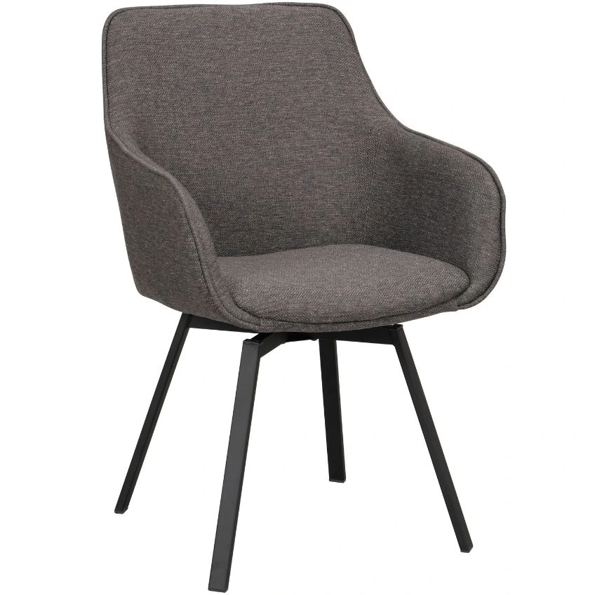 Šedá otočná jídelní židle ROWICO ALISON s černou podnoží
