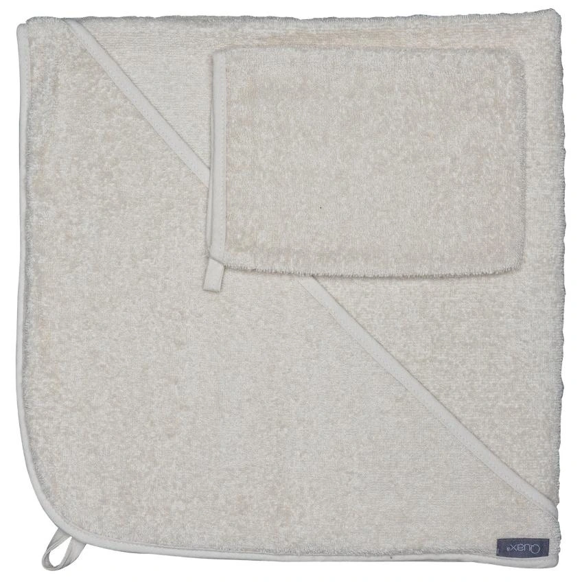 Béžová bavlněná osuška s kapucí Quax Terry 75 x 75 cm