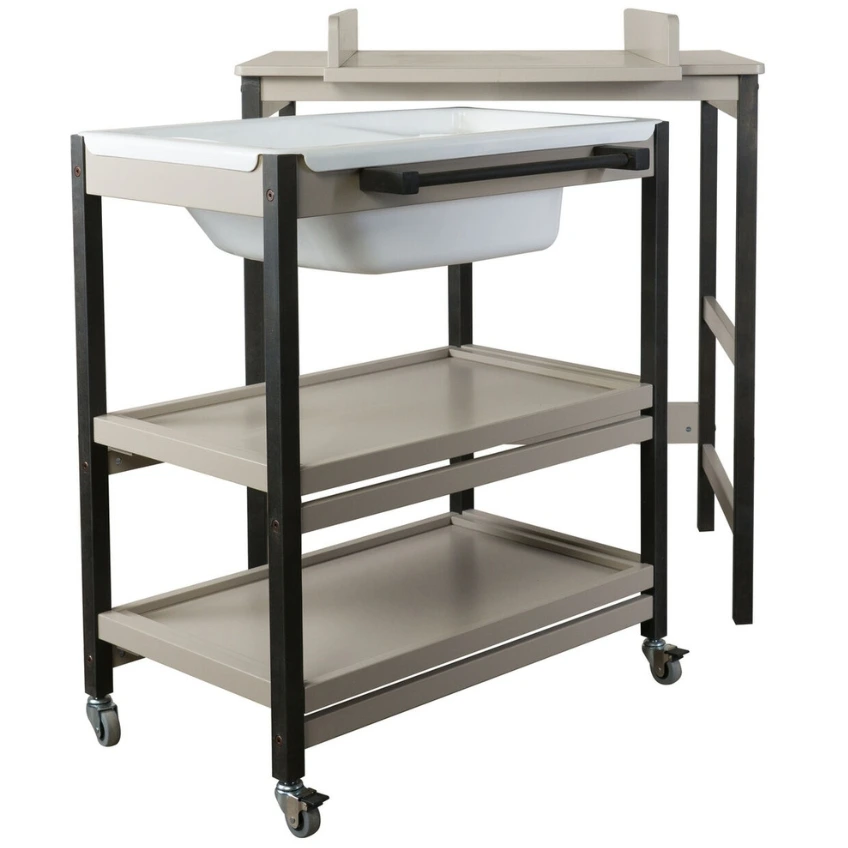 Šedý přebalovací pult s vaničkou Quax Smart 82 x 91 cm