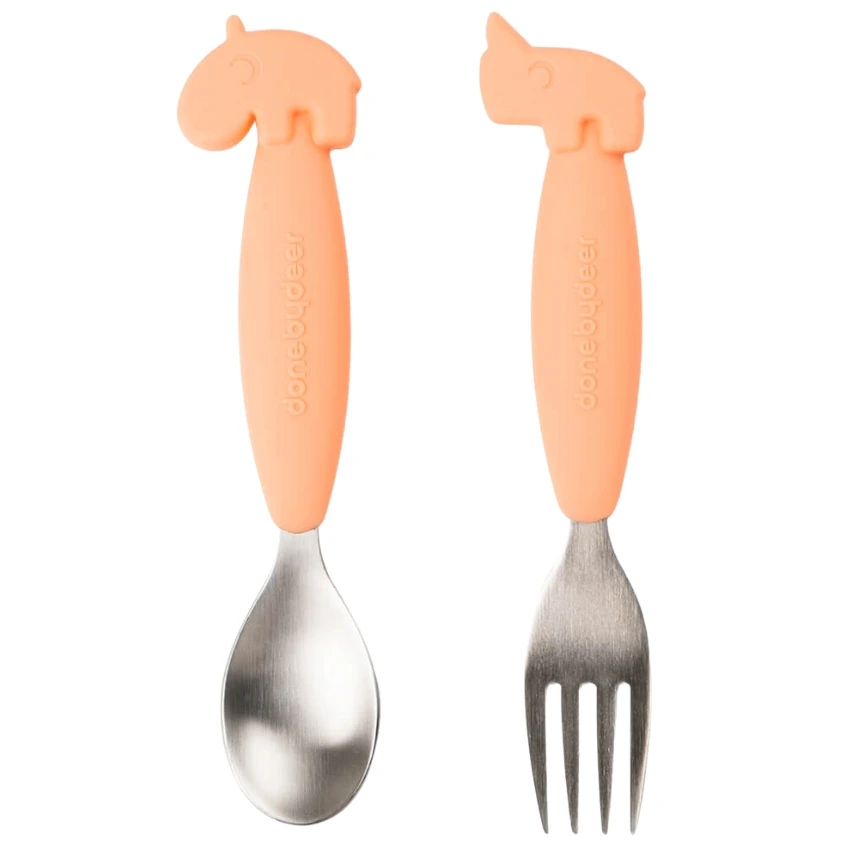 Korálově červená jídelní sada Done by Deer Deer Friends