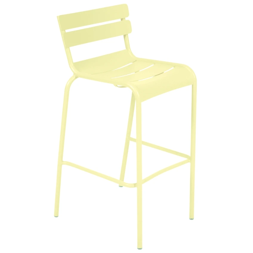 Citronově žlutá kovová barová židle Fermob Luxembourg 80 cm