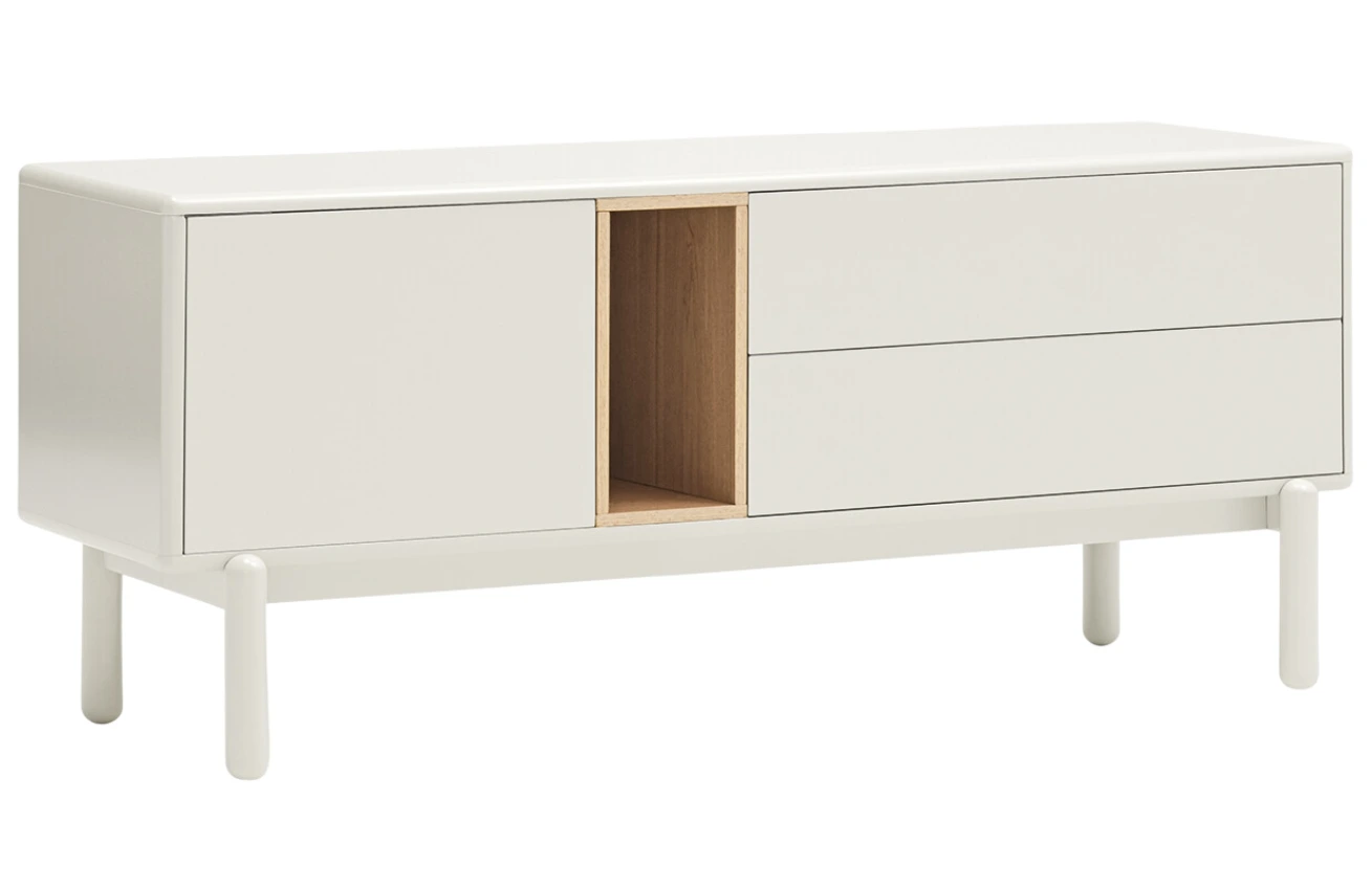 Krémově bílý lakovaný TV stolek Teulat Corvo 140 x 40 cm