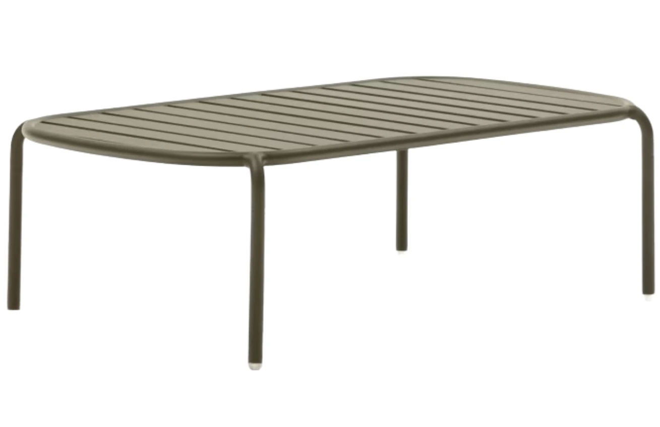 Kave Home Tmavě zelený kovový zahradní stolek Joncols 113 x 65 cm