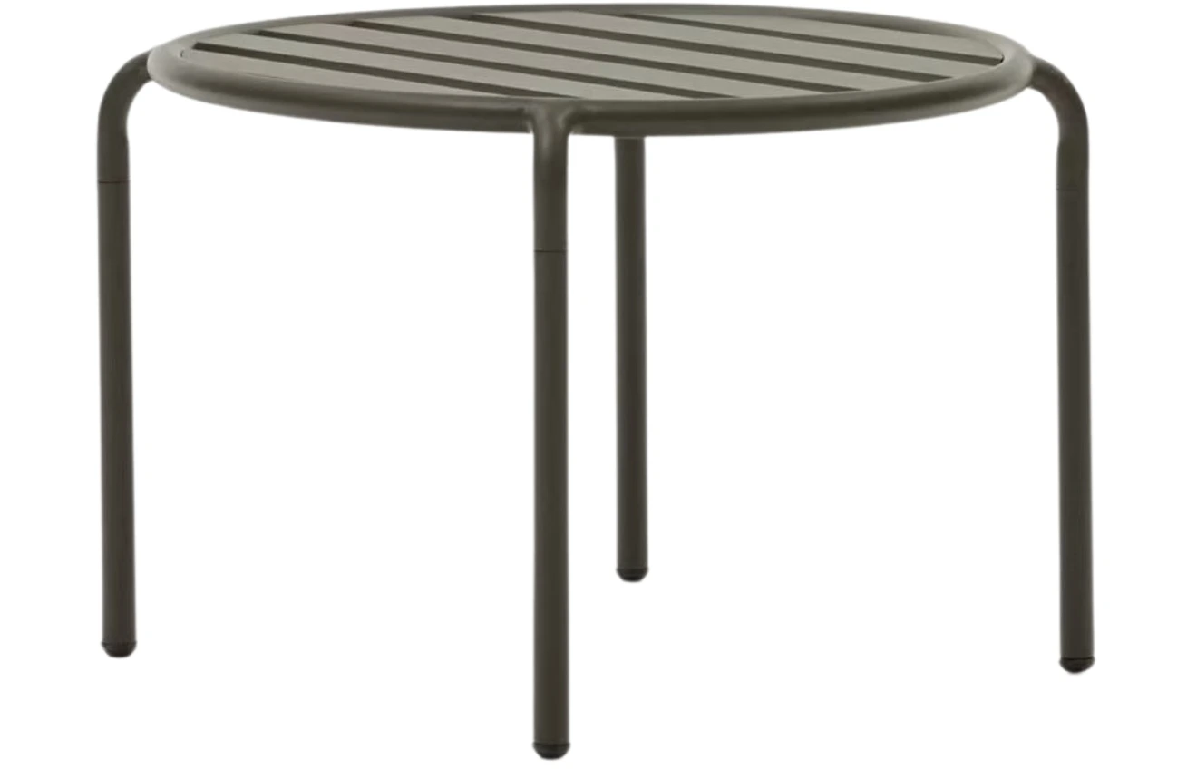 Kave Home Tmavě zelený kovový zahradní stolek Joncols 60 cm