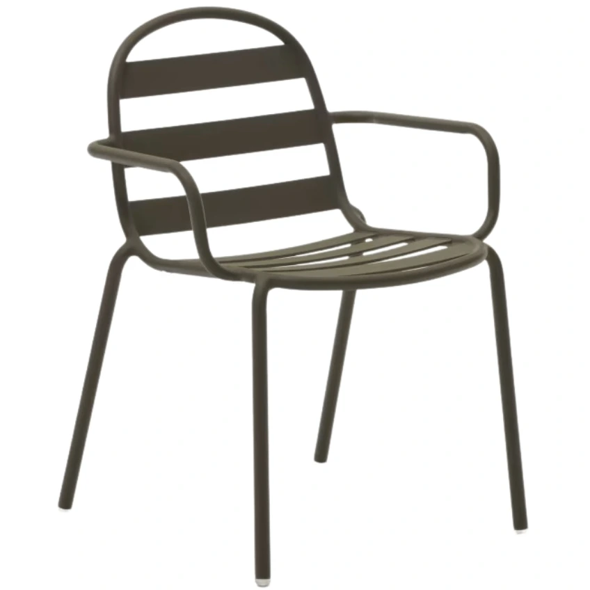 Kave Home Tmavě zelená kovová zahradní židle Joncols