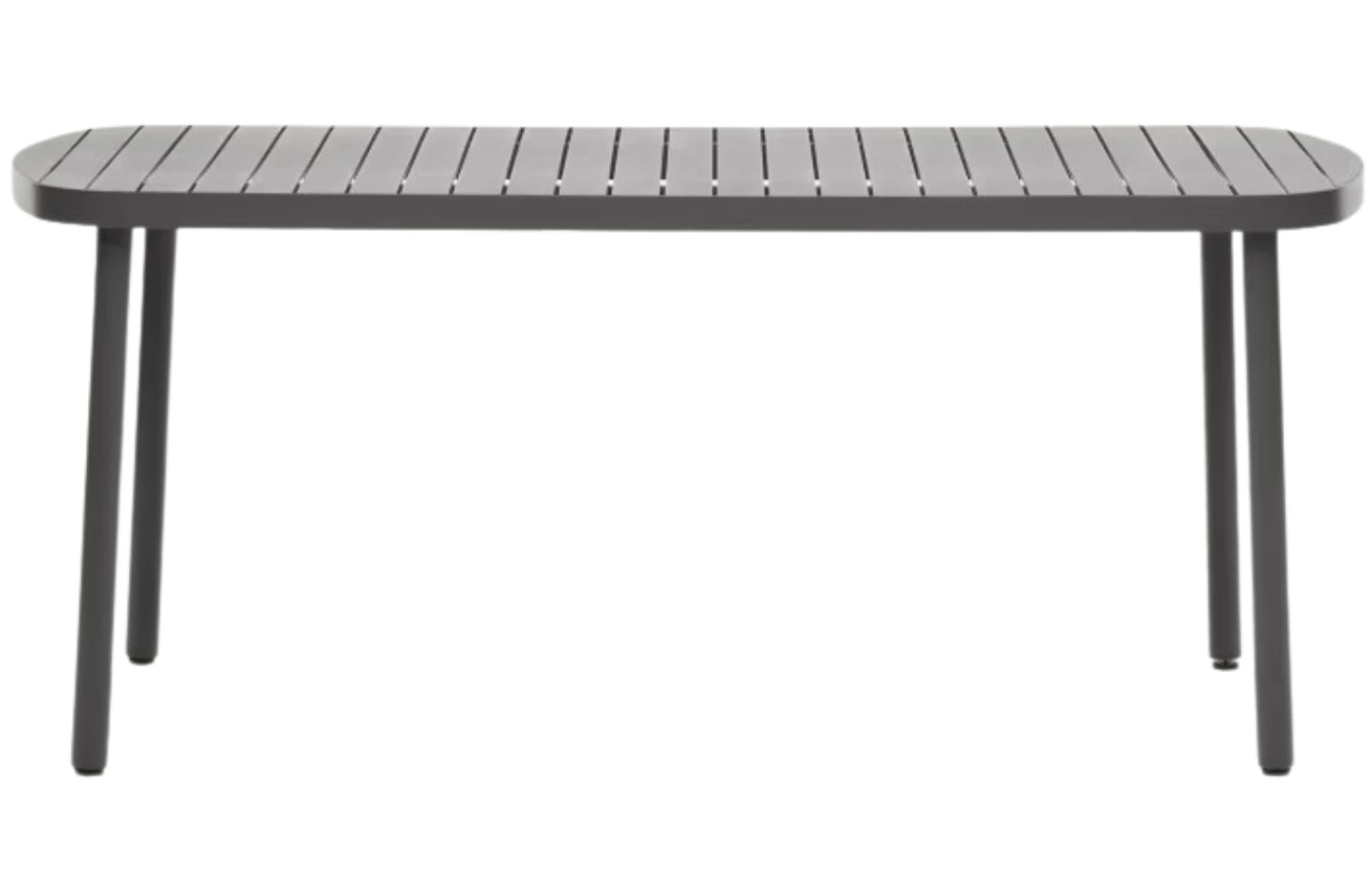 Kave Home Tmavě šedý kovový zahradní jídelní stůl Joncols 180 x 90 cm