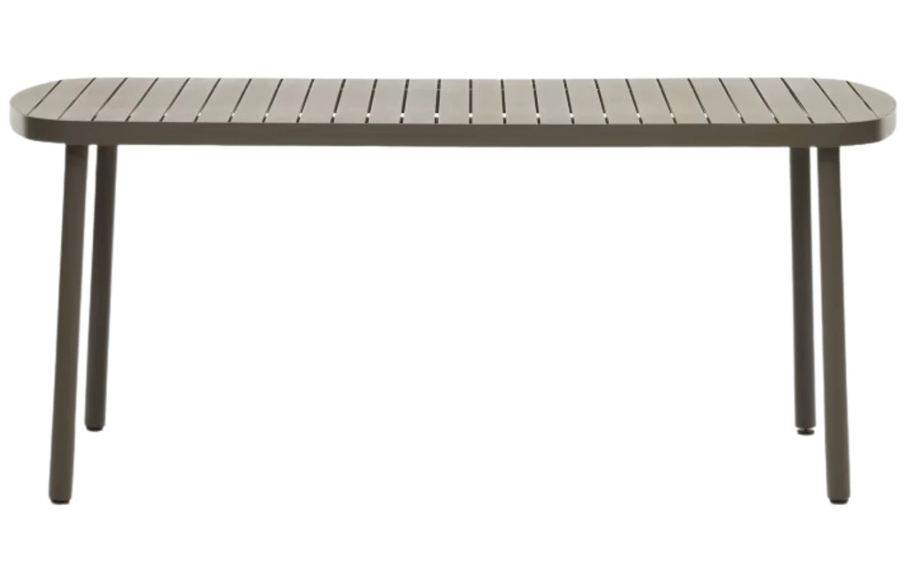 Kave Home Tmavě zelený kovový zahradní jídelní stůl Joncols 180 x 90 cm